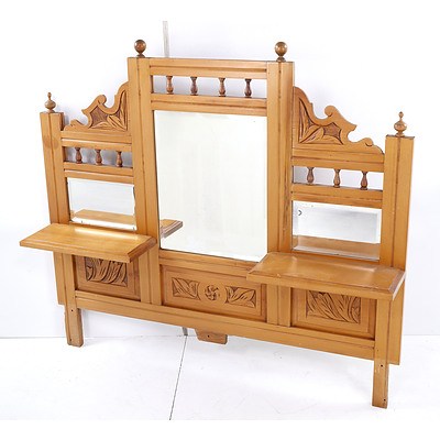 Eswardian Kauri Pine Dresser Mirror Panel (No Dresser)