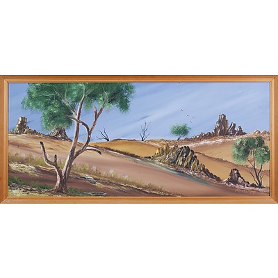 George Rossi, Central Australian Landscape 1973, Oil on Board