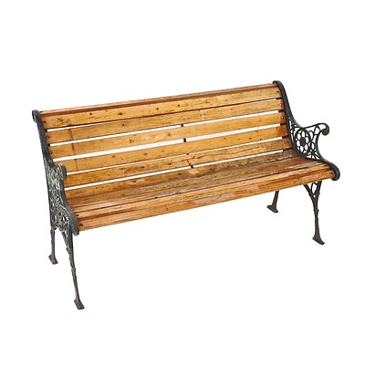 Rustic Garden Bench with Cast Alloy Ends and Timber Slats