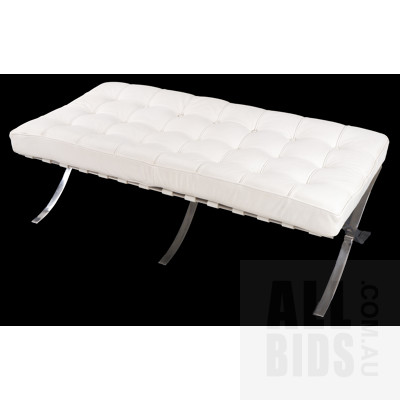 Replica Barcelona White Leather and Chrome Bench