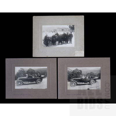 Three Antique Photographs from Jenolan Caves Including Motor Cars - Early 20th Century