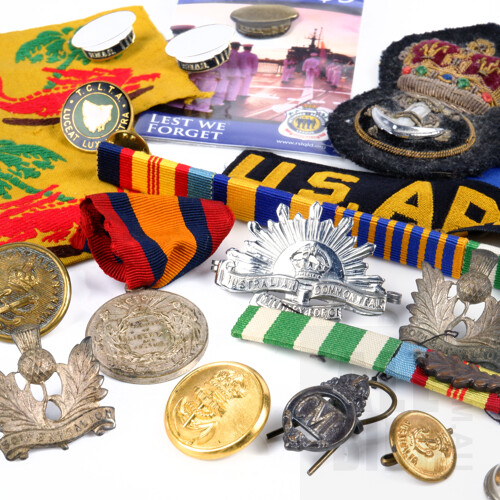 Various Military Badges, Buttons Etc