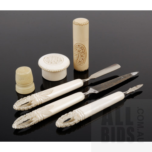 Bone and Celluloid Sewing and Manicure Tools