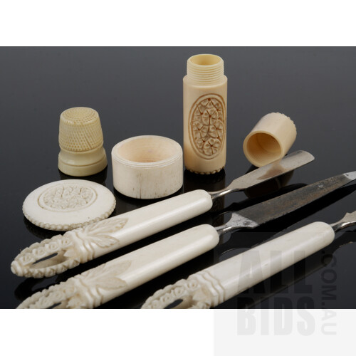 Bone and Celluloid Sewing and Manicure Tools
