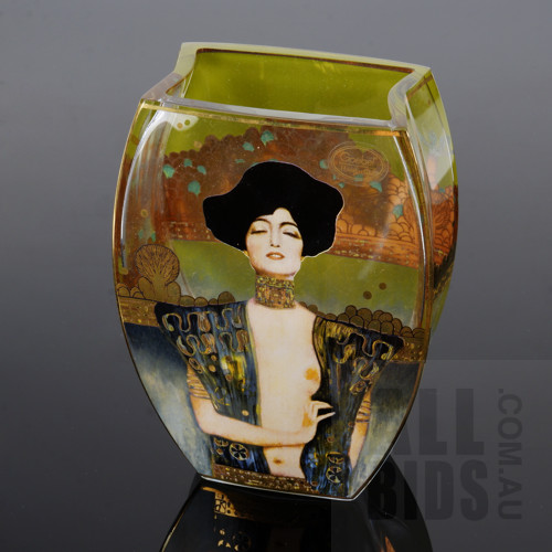 Boxed Goebel Glass Vase Decorated After Gustav Klimt's 'Judith'
