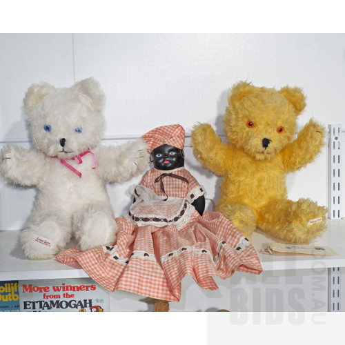 Two Jakas Toys Teddy Bears, and a Politically Incorrect Doll