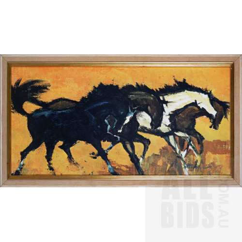 Framed 1960s William Rutledge Furioso Reproduction Print, 54 x 100 cm