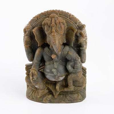 Hindu Carved Soapstone Ganesh Figurine