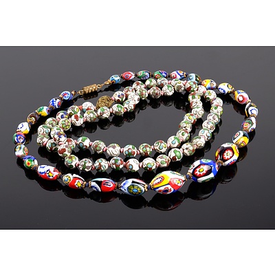 Chinese Cloisonne Necklace and a Venetian Glass Bead Necklace