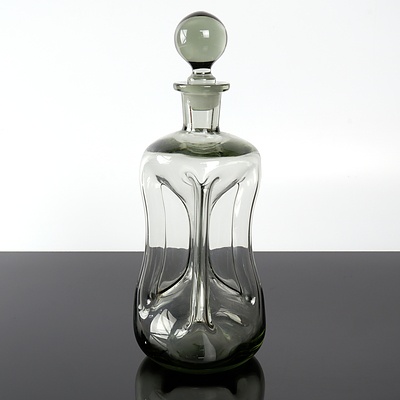 Vintage Holmegaard Denmark Jacob Bang Smoked Glass 'Kluk Kluk' Decanter