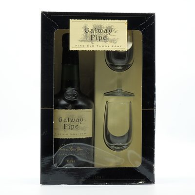 Galway Pipe Fine Old Tawny Port in Presentation Box with Two Glasses