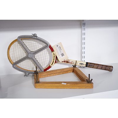 Vintage Slazenger Wooden Tennis Racket with Head Brace and a Vintage Head Brace