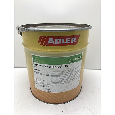 18 Litre Drums of Adler Lignovit Interior UV 100 Natural Timber Coating and Protect Finish - New