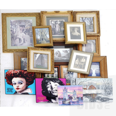 Collection  Seventeen Framed Artworks, Prints and Photographs