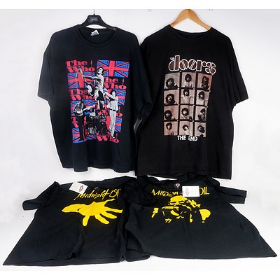 Four Band Shirts Including Midnight Oil, The Who and The Doors