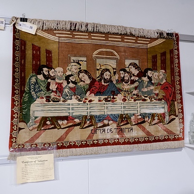 Iranian Qum Pure Silk Rug 'The Last Supper of Jesus Christ'