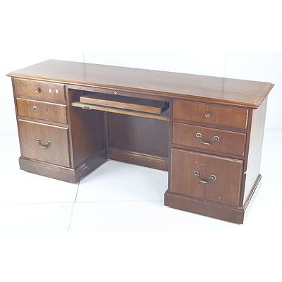 Antique Style Solid Timber Seven Drawer Desk