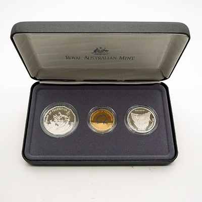 RAM 2001 Centenary of Federation, State Proof Three Coin Set, Tasmania