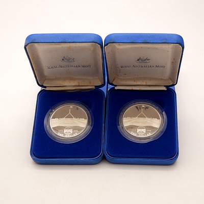 Two 1998 Parliament House 10 Years On, $1 Silver (99.9%) Proof Coins