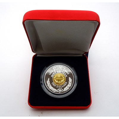 RAM Sydney Mint Pattern 150 Years .999 Silver and 24ct Gold Plated $10 Coin