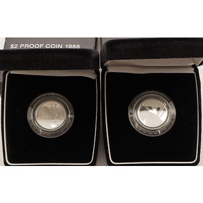 Two RAM 1988 $2 Silver (92.5%) Proof Coins