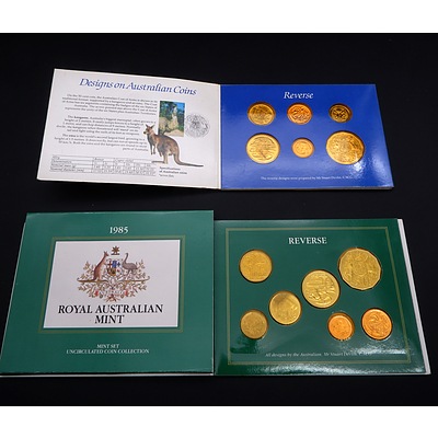 RAM 1985 and 1984 Uncirculated Coin Sets in Yellow Plastic