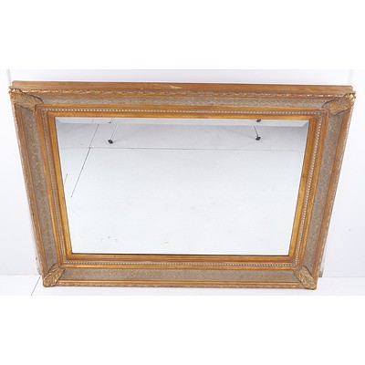 Antique Style Bevelled Edge Wall Mirror in Giltwood and Gesso Frame