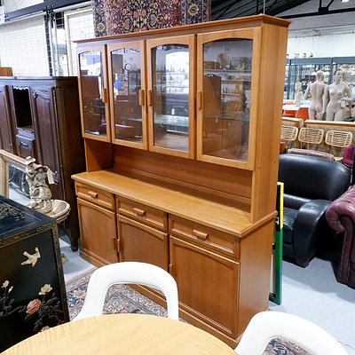 Vintage Chesterfield Two Section Sideboard with Glass Doors Above