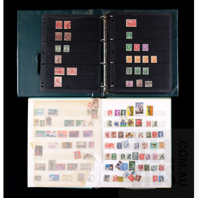 Two Vintage Stamp Albums Contained Australian Pre Decimal, Decimal and International Stamps