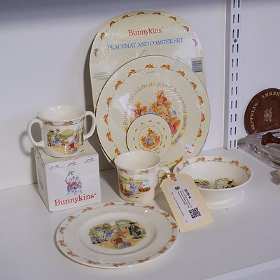 Royal Doulton Bunnykins Placemat & Coaster Set, Two Mugs, Bowl and Plate