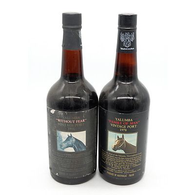 Yalumba Racing Series Port - Without Fear 1976 and family of Man 1978 - Lot of Two Bottles (2)
