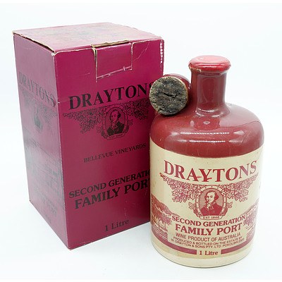 Draytons Second Generation Family Port - One Litre in Stoneware Decanter and Presentation Box