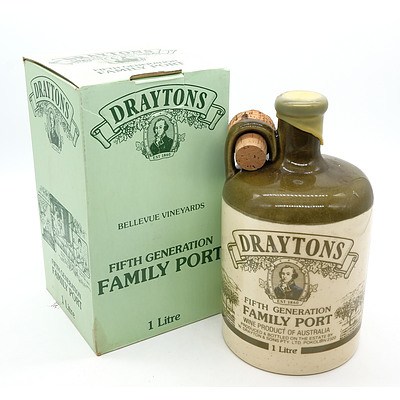 Draytons Fifth Generation Family Port - One Litre in Stoneware Decanter and Presentation Box