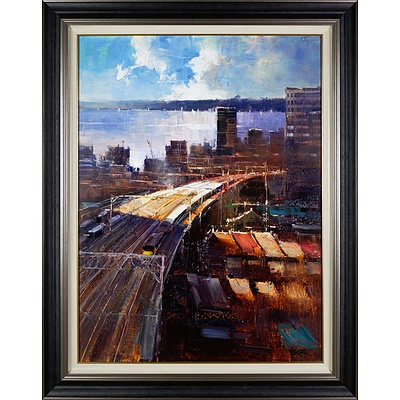 Herman Pekel (born 1956), Untitled (Harbour View), Oil on Board