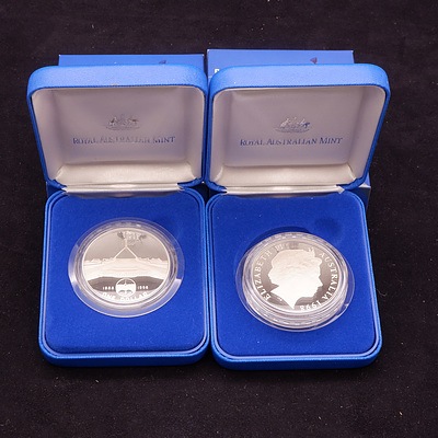 Two 1998 Parliament House 10 Years On, $1 Silver (99.9%) Coin