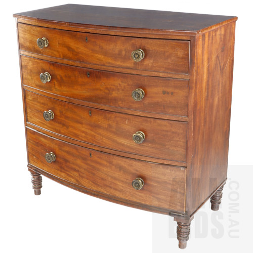 Regency Mahogany Bowfront Chest of Drawers, Circa 1810-20