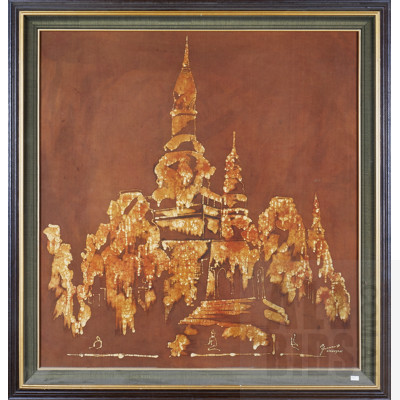 Framed Thai Batik (Chiang Mai), 92 x 88 cm