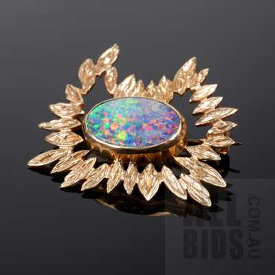 9ct Rose Gold and Opal Doublet Brooch, 3.1g