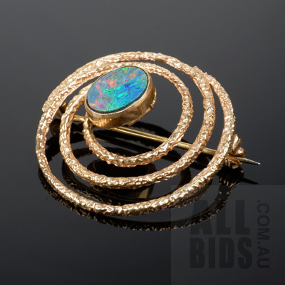9ct Rose Gold and Opal Doublet Brooch, 3.8g