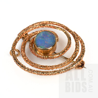 9ct Yellow Gold Opal Doublet Brooch, 3.7g