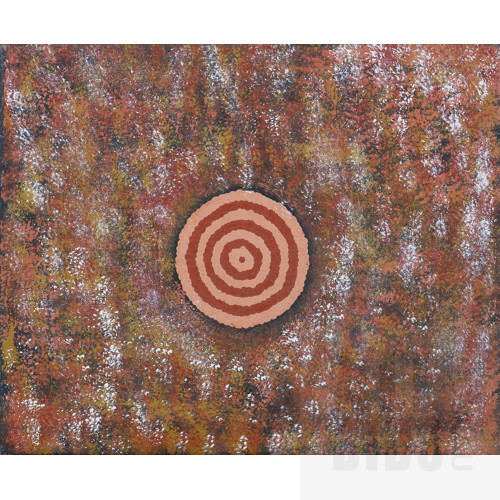 Simon Tjangala (Working 1990s), Tingari Cycle, Acrylic On Canvas, 38 x 46 cm