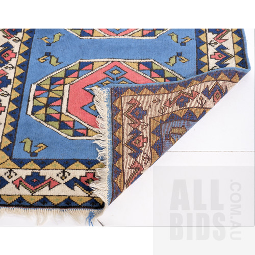 Hand Knotted Wool Pile Caucasian Rug with Two Octagonal Guls