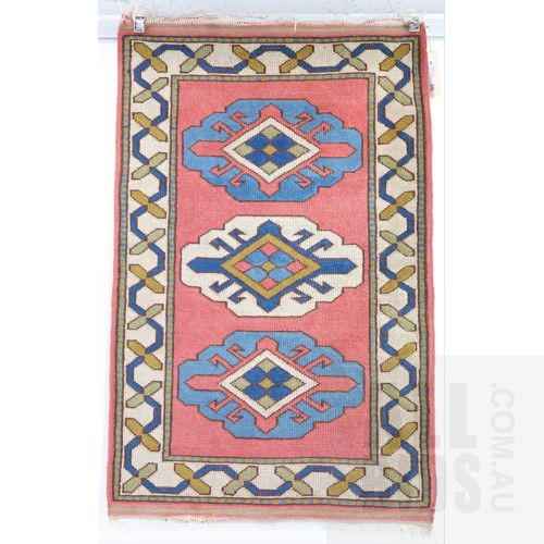 Hand Knotted Wool Pile Caucasian Rug with Three Guls