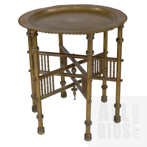 Fine Antique Heavy Brass Exotic Folding Table in the Moresque Style Circa 1900