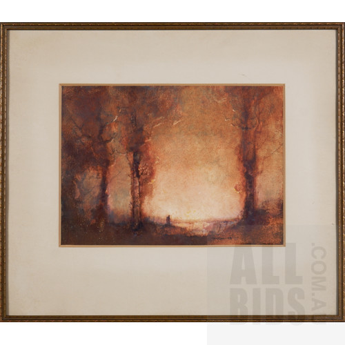 Thomas Balfour (Tom) Garrett (1879-1952), Twilight Glow, Monotype Heightened with Gouache, 26 x 37 cm