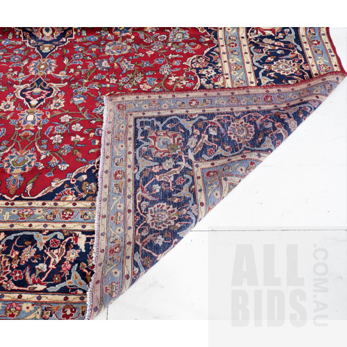 Very Large Room Sized Thick Persian Hand Knotted Soft Wool Tabriz Carpet