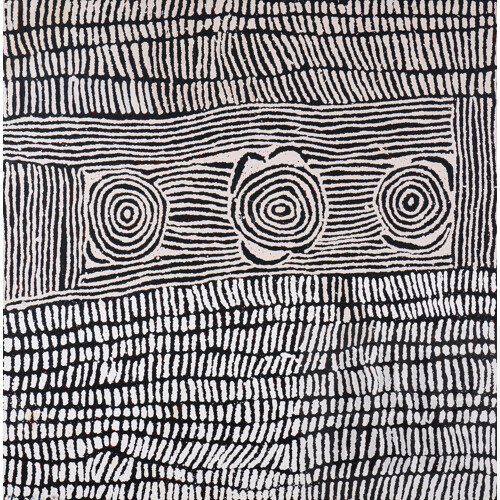 Nanyuma Napangati (born c1944, Tingari language group/Papunya Tula Artist), Untitled (Rockhole Sites), Acrylic on Linen, 91 x 91 cm