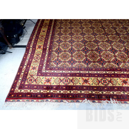 Impressive Massive Persian Hand Knotted Wool Pile Main Carpet with Mina Khani Design and Kilim Fringe Ends