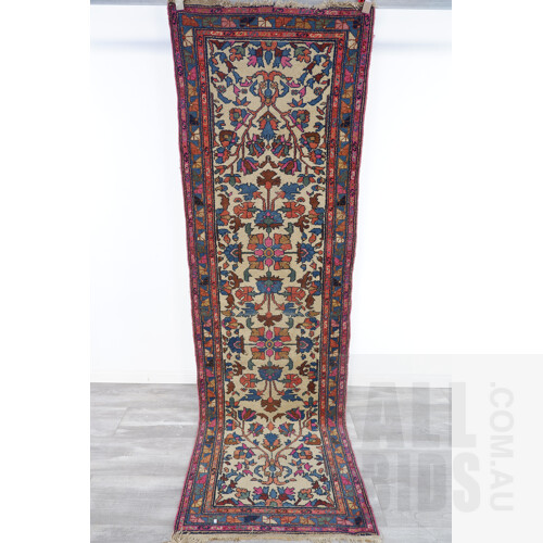 Hand Knotted Semi Antique Wool Persian Runner