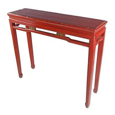 Chinese Red Lacquer Altar Table, 20th Century